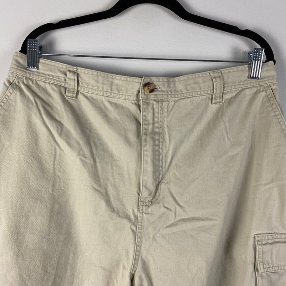 Mickey Mouse Disney Store Cargo Shorts Mens Large Beige Elastic Waist - Picture 2 of 10